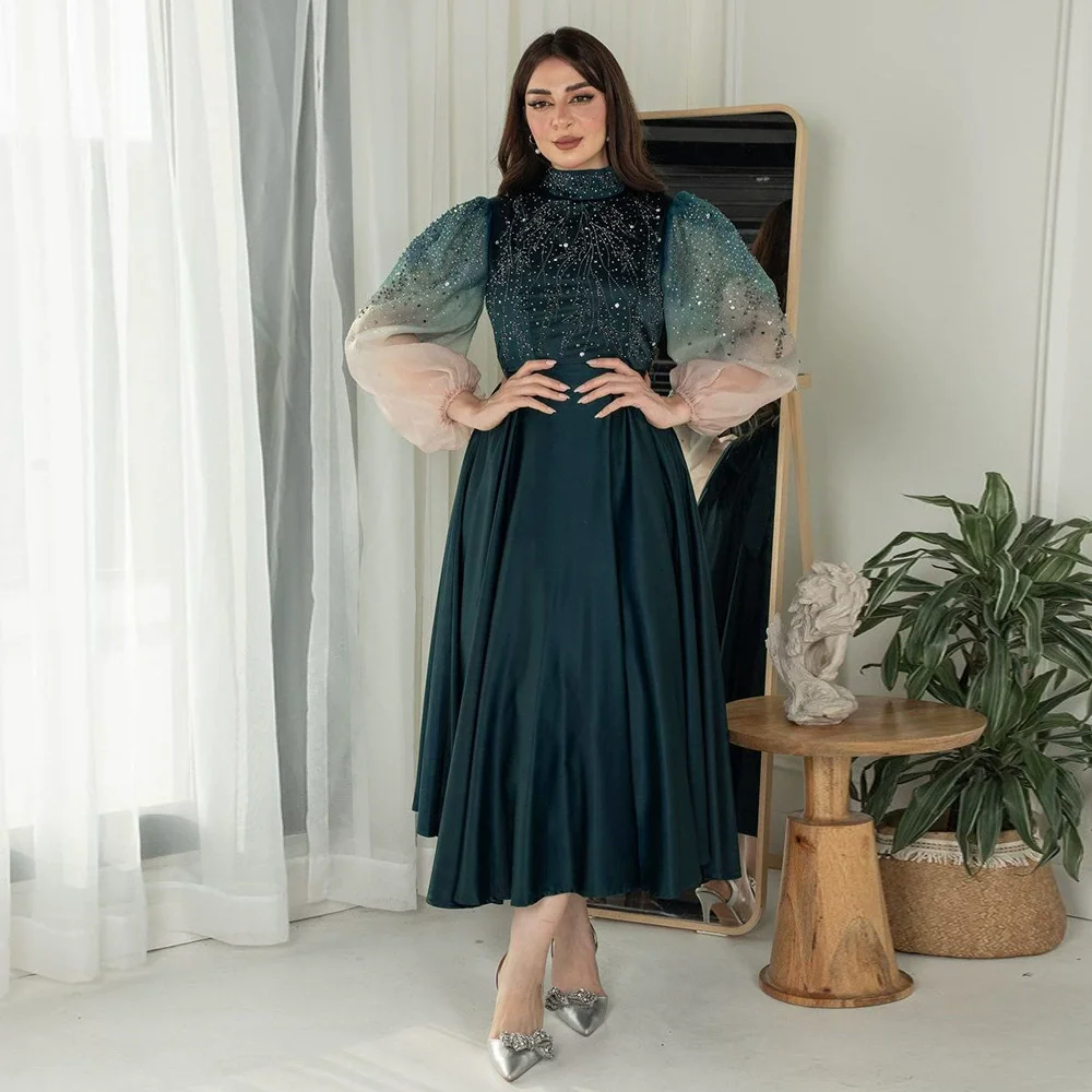 Elegant Muslim Dresses for Women New Spring and Summer Fashion Bubble Sleeves Retro Pocket Hem Ruffle Edge Dress for Female
Elegant Muslim Dresses for Women New Spring and Summer Fashion Bubble Sleeves Retro Pocket Hem Ruffle Edge Dress for Female