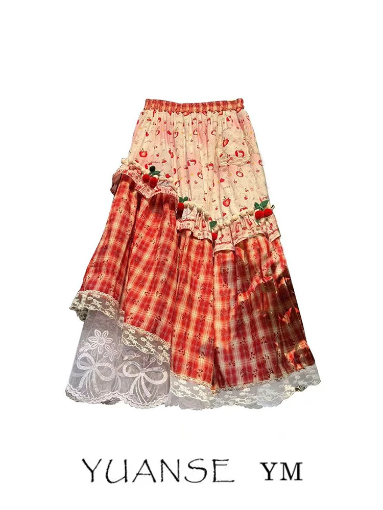 YUANSE Strawberry Sweetheart Countryside Art Style Color Block Lace Half Skirt Women Spring Sweet Anti-Aging Midi Skirt
YUANSE Strawberry Sweetheart Countryside Art Style Color Block Lace Half Skirt Women Spring Sweet Anti-Aging Midi Skirt