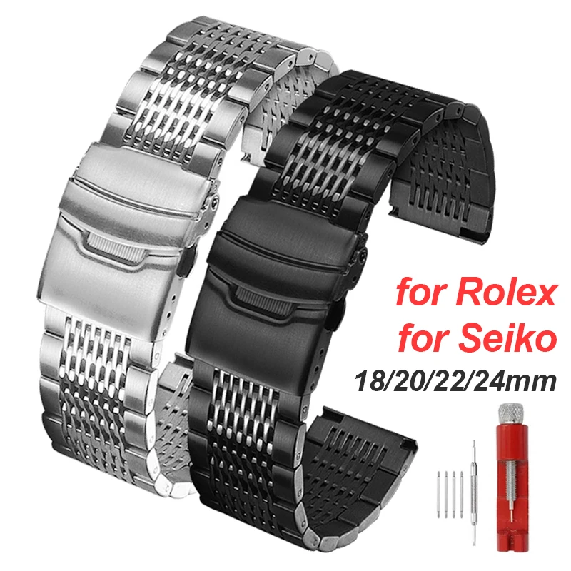 Solid Mesh Stainless Steel Bracelet for Seiko 18mm 20mm 22mm 24mm Metal Diving Deployment Buckle Watchband for Rolex Wristband
Solid Mesh Stainless Steel Bracelet for Seiko 18mm 20mm 22mm 24mm Metal Diving Deployment Buckle Watchband for Rolex Wristband