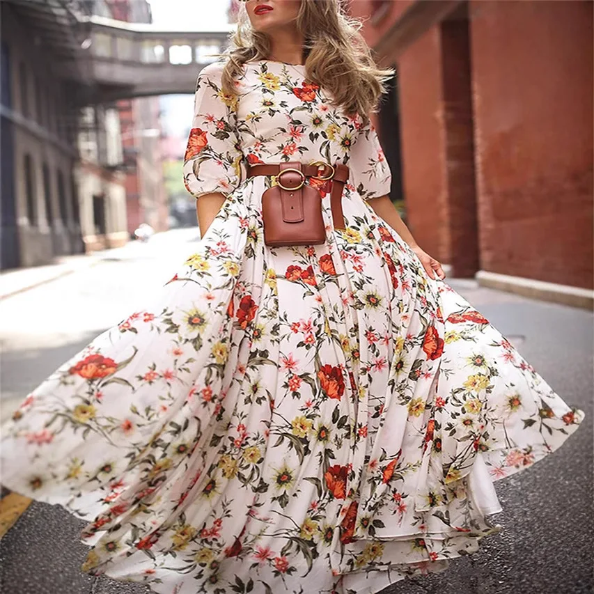 Fashion Summer Floral Print Long Dress Beach Dress Slender Multicolor Floor Long Sleeve Women's Clothing
Fashion Summer Floral Print Long Dress Beach Dress Slender Multicolor Floor Long Sleeve Women's Clothing