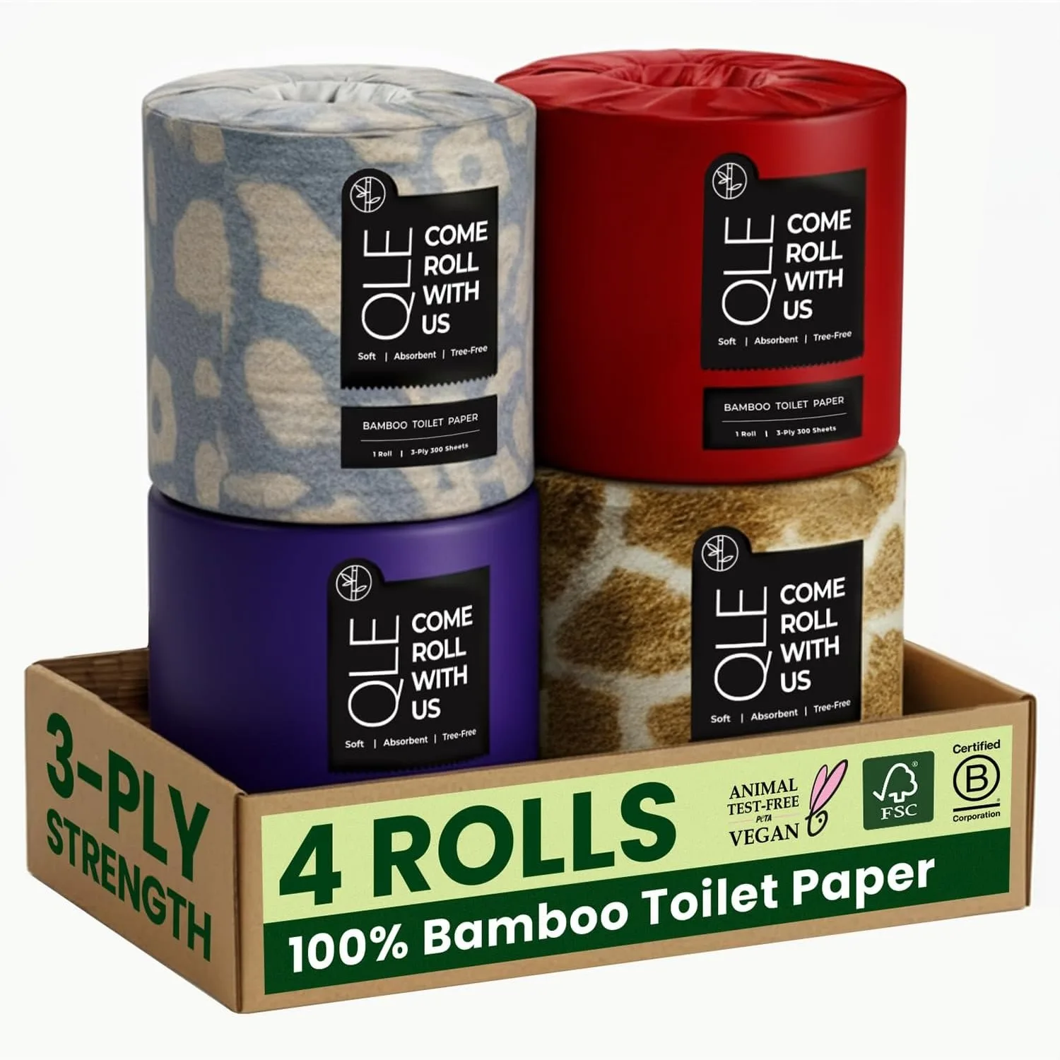 Bamboo Toilet Paper Rolls 4 Pack, 3-Ply 300 Sheets, Organic Chemical-Free Hypoallergenic Soft for RV Septic Safe Compostable
Bamboo Toilet Paper Rolls 4 Pack, 3-Ply 300 Sheets, Organic Chemical-Free Hypoallergenic Soft for RV Septic Safe Compostable