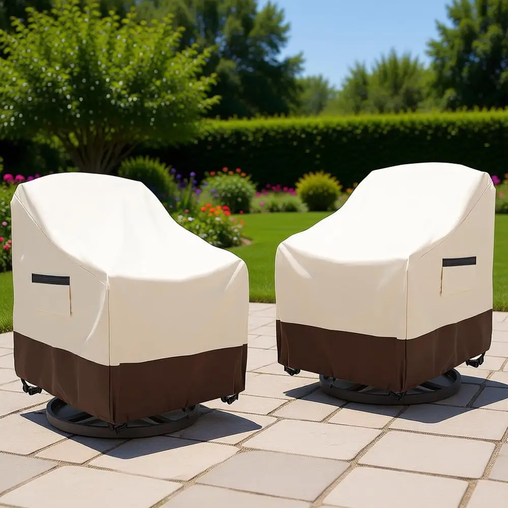 2-Pack Waterproof Outdoor Swivel Chair Covers, Heavy Duty Patio Furniture Cover, Beige & Brown, 30x34x36 Inches
2-Pack Waterproof Outdoor Swivel Chair Covers, Heavy Duty Patio Furniture Cover, Beige & Brown, 30x34x36 Inches