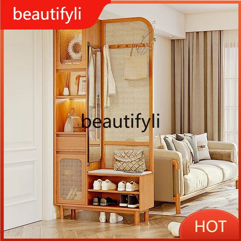 e8000HEEECherry wood entrance cabinet, integrated solid wood partition cabinet entry door full mirror rattan screen cabinet
e8000HEEECherry wood entrance cabinet, integrated solid wood partition cabinet entry door full mirror rattan screen cabinet