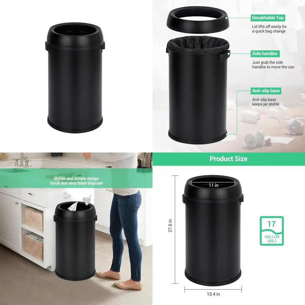 Stainless Steel Commercial Round Trash Bin, 17 Gallons/65 Liters Capacity, Fingerprint Resistant, Open Top Design
Stainless Steel Commercial Round Trash Bin, 17 Gallons/65 Liters Capacity, Fingerprint Resistant, Open Top Design