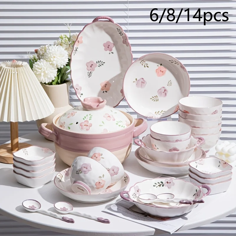 6/8/14pcs Ceramic Tableware Set, High Gloss Underglaze Ceramic Bowl And Plate Combination For Home Use - Stone Tool Set, Bowl Se
6/8/14pcs Ceramic Tableware Set, High Gloss Underglaze Ceramic Bowl And Plate Combination For Home Use - Stone Tool Set, Bowl Se