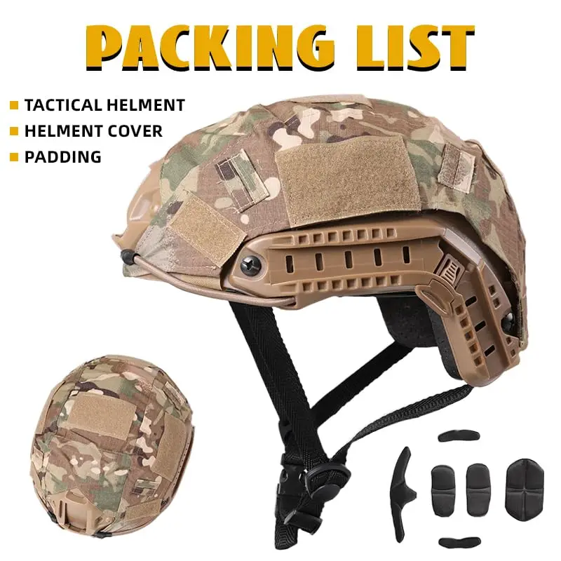 FAST Tactical Helmet with Helmet Cover PJ Type Airsoft Helmet with Front NVG Mount and Side Rail for Cosplay Outdoor Activities
FAST Tactical Helmet with Helmet Cover PJ Type Airsoft Helmet with Front NVG Mount and Side Rail for Cosplay Outdoor Activities
