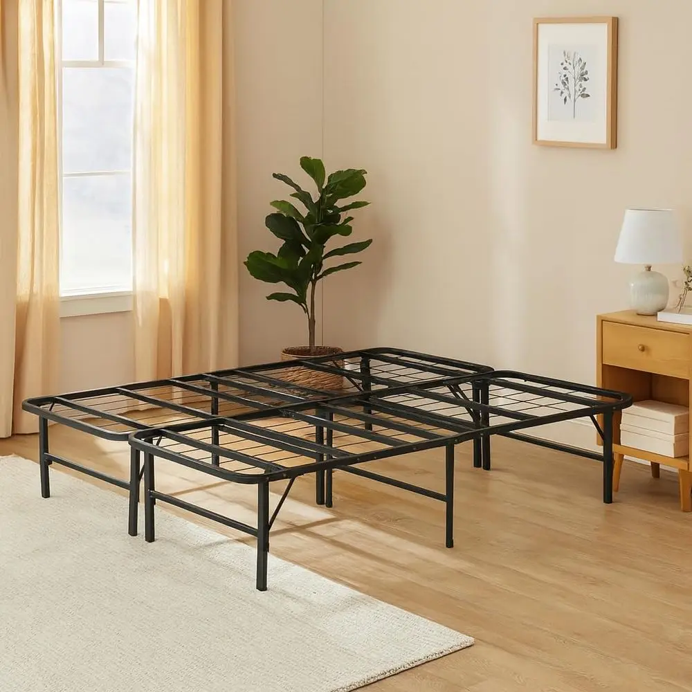 Домашняя складная металлическая кровать Queen-size с 13-дюймовым ящиком для хранения под кроватью, полностью собранная стальная платформа, не требует пружинного блока, без скрипа
Домашняя складная металлическая кровать Queen-size с 13-дюймовым ящиком для хранения под кроватью, полностью собранная стальная платформа, не требует пружинного блока, без скрипа