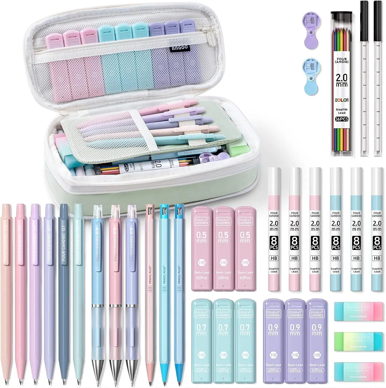 36PCS Aesthetic School Supplies, Mechanical Pencil Set 0.5mm-2.0mm with 624 Lead Refills, Back to School Stationery Gift
36PCS Aesthetic School Supplies, Mechanical Pencil Set 0.5mm-2.0mm with 624 Lead Refills, Back to School Stationery Gift