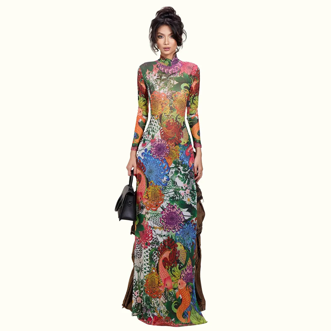 Slim Fit Floral Koi Fish Ao Dai Dress Women High Neck Long Sleeve Elegant Maxi Qipao for Wedding Guest
Slim Fit Floral Koi Fish Ao Dai Dress Women High Neck Long Sleeve Elegant Maxi Qipao for Wedding Guest