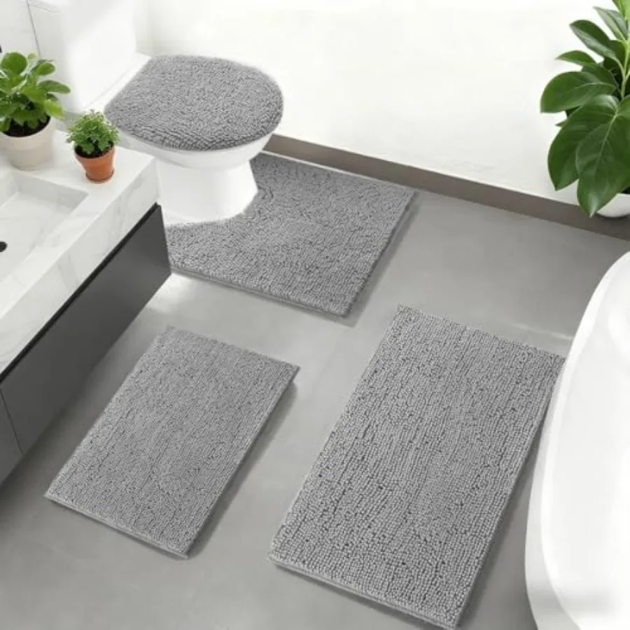 Bathroom Rugs Sets 4 Piece with Toilet Lid Cover Non Slip Bathroom Mats Extra Soft Chenille Bath Rugs Absorbent Shaggy Rugs Per
Bathroom Rugs Sets 4 Piece with Toilet Lid Cover Non Slip Bathroom Mats Extra Soft Chenille Bath Rugs Absorbent Shaggy Rugs Per