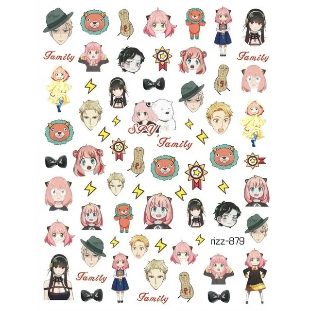 RIZZNAIL Cute Anya Self Adhesive Nail Stickers Yor Funny Anime Character DIY Nail Decaoration Waterproof Delicate Manicure
RIZZNAIL Cute Anya Self Adhesive Nail Stickers Yor Funny Anime Character DIY Nail Decaoration Waterproof Delicate Manicure