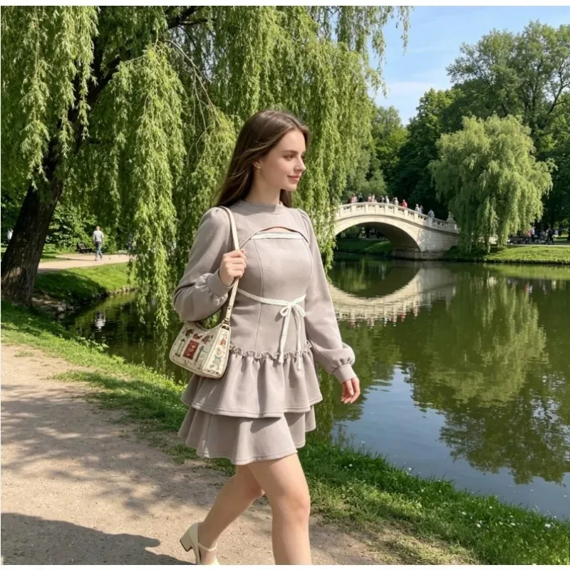 Japanese Style Spring Sweet Girls Hollow-out Ribbon Ruffle Hem Bodycon Cami Dress and Long-sleeve Pullover Two-piece Set
Japanese Style Spring Sweet Girls Hollow-out Ribbon Ruffle Hem Bodycon Cami Dress and Long-sleeve Pullover Two-piece Set