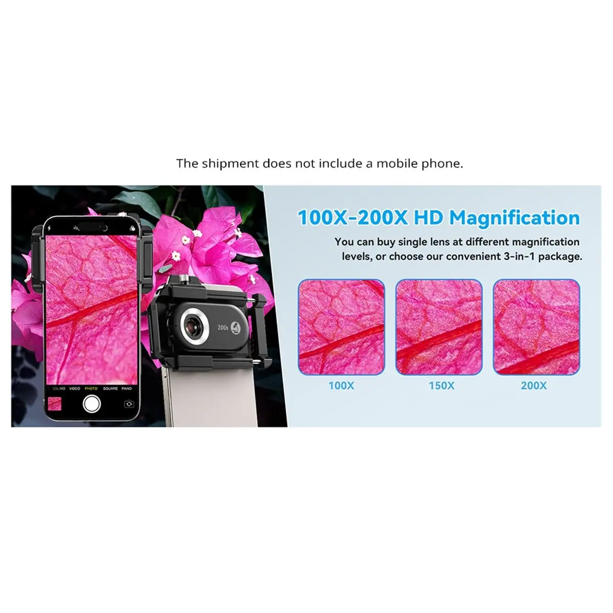 fitfit 3-in-1 Phone Microscope Lens 100X/150X/200X with LED Light for Android/for IPhone
fitfit 3-in-1 Phone Microscope Lens 100X/150X/200X with LED Light for Android/for IPhone