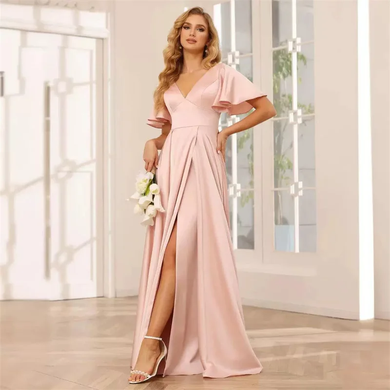 Customise Slit Simple A Line Satin V Neck Pleat Off Shoulder Evening Bridesmaid Dresses Wedding Party Formal Prom Lace Up Back
Customise Slit Simple A Line Satin V Neck Pleat Off Shoulder Evening Bridesmaid Dresses Wedding Party Formal Prom Lace Up Back