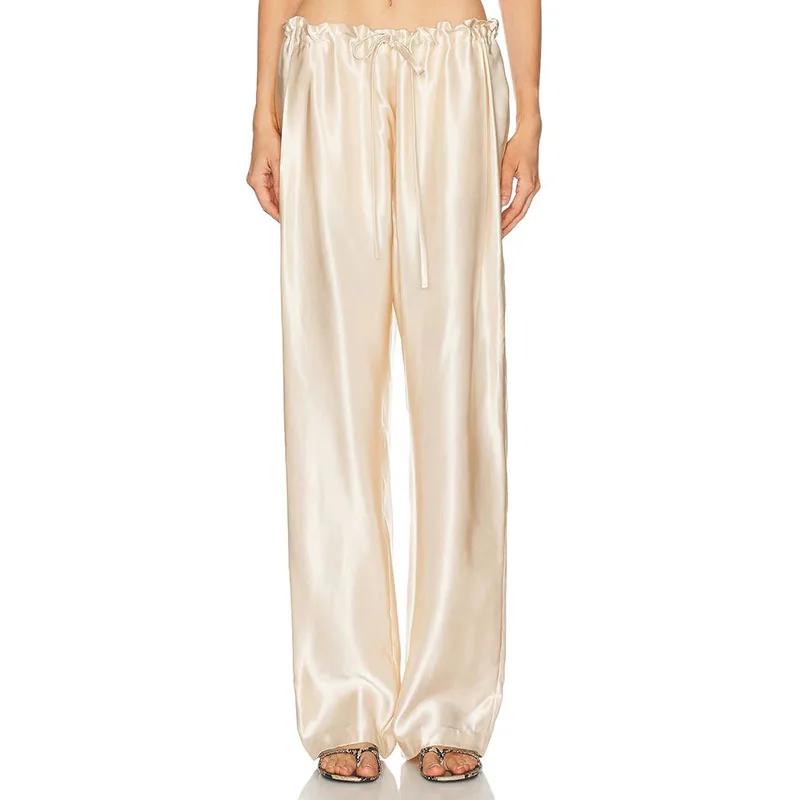 Women's Drawstring Casual Pants, High-Quality Versatile Low-Rise Wide-Leg Pants for Work, 2026, New Arrival, Y2K, Satin Pants
Women's Drawstring Casual Pants, High-Quality Versatile Low-Rise Wide-Leg Pants for Work, 2026, New Arrival, Y2K, Satin Pants