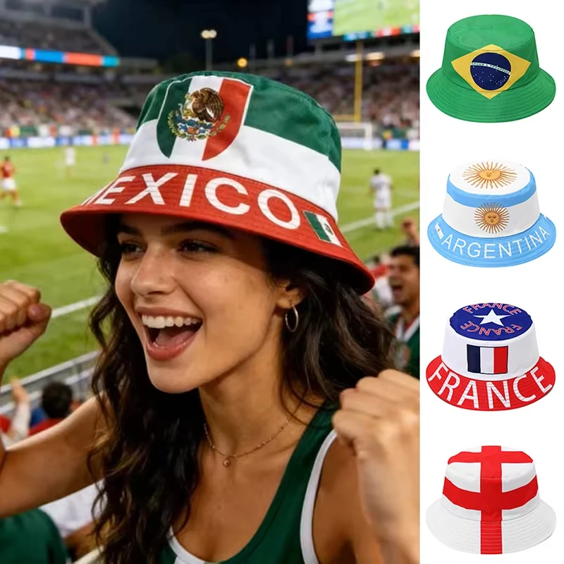 2026 Hot Sale National Flag Bucket Hat Unisex Soccer Fan Sun Protection Fisherman Hat Mexico Argentina France England Brazil
2026 Hot Sale National Flag Bucket Hat Unisex Soccer Fan Sun Protection Fisherman Hat Mexico Argentina France England Brazil