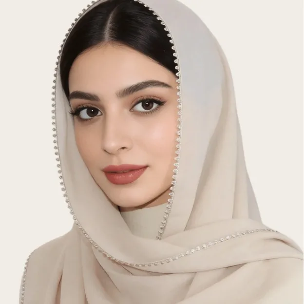 White beaded chiffon scarf hijab, solid color fashion shawl wrap for Muslim women, Islamic turban female headscarf
White beaded chiffon scarf hijab, solid color fashion shawl wrap for Muslim women, Islamic turban female headscarf