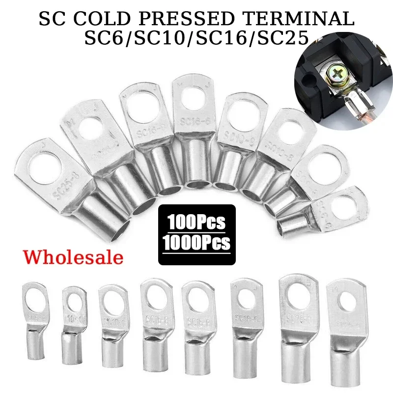 Copper Wire Lugs Ring Connector Bare Cable SC Cold Pressed Crimp Terminal SC6-5 SC6-6 SC6-8 SC10-6 SC10-8 SC16-6 SC16-8 SC25-6
Copper Wire Lugs Ring Connector Bare Cable SC Cold Pressed Crimp Terminal SC6-5 SC6-6 SC6-8 SC10-6 SC10-8 SC16-6 SC16-8 SC25-6