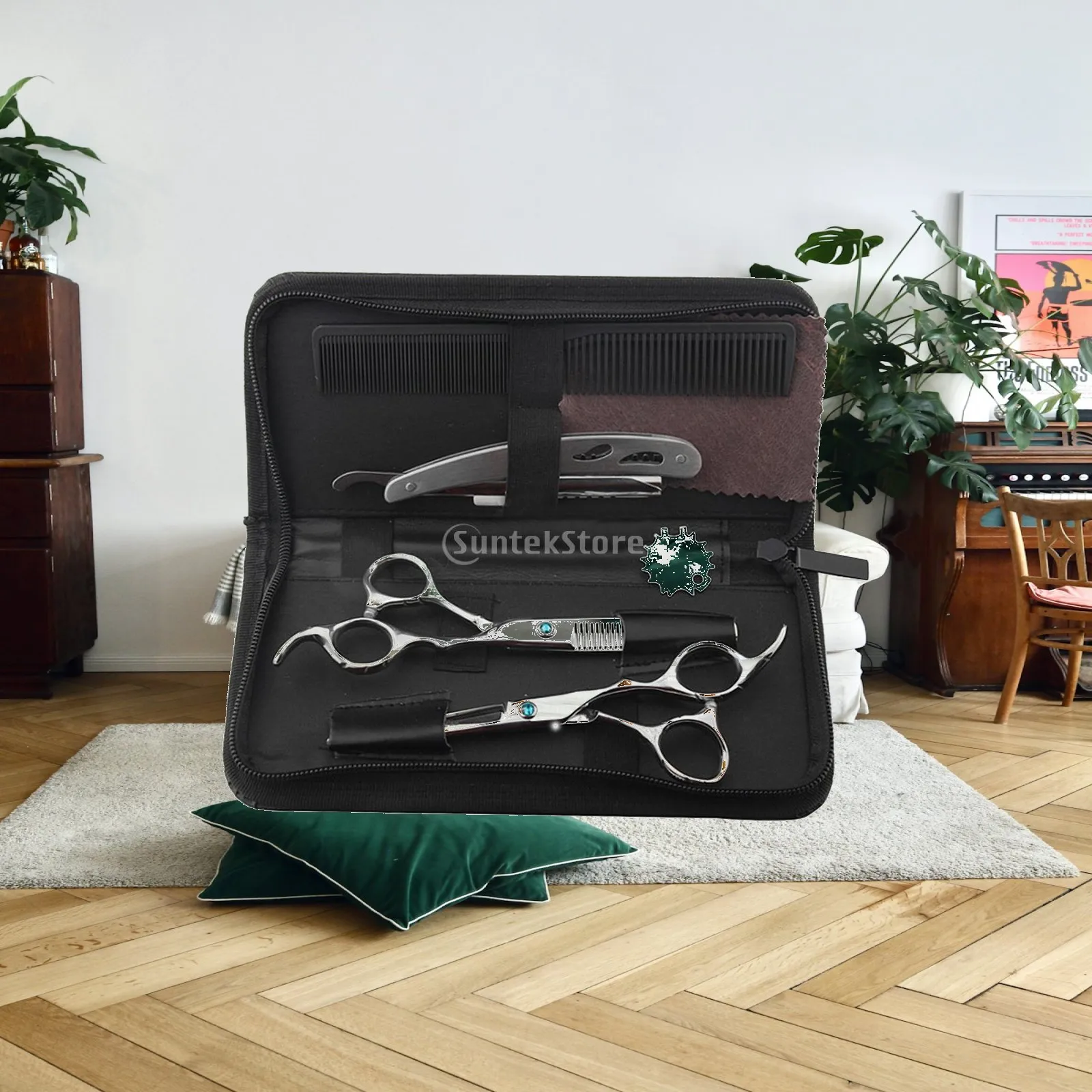 Hairdressing Scissors Kit Steel Barber Accessories Thinning Shears Razor for Salon Cut Styling and Pet Grooming
Hairdressing Scissors Kit Steel Barber Accessories Thinning Shears Razor for Salon Cut Styling and Pet Grooming