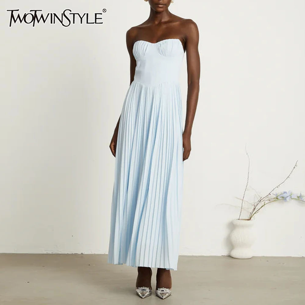 TWOTWINSTYLE однотонное утягивающее элегантное платье миди для женщин без бретелек без рукавов лоскутное складное платье женская темпераментная одежда
TWOTWINSTYLE однотонное утягивающее элегантное платье миди для женщин без бретелек без рукавов лоскутное складное платье женская темпераментная одежда
