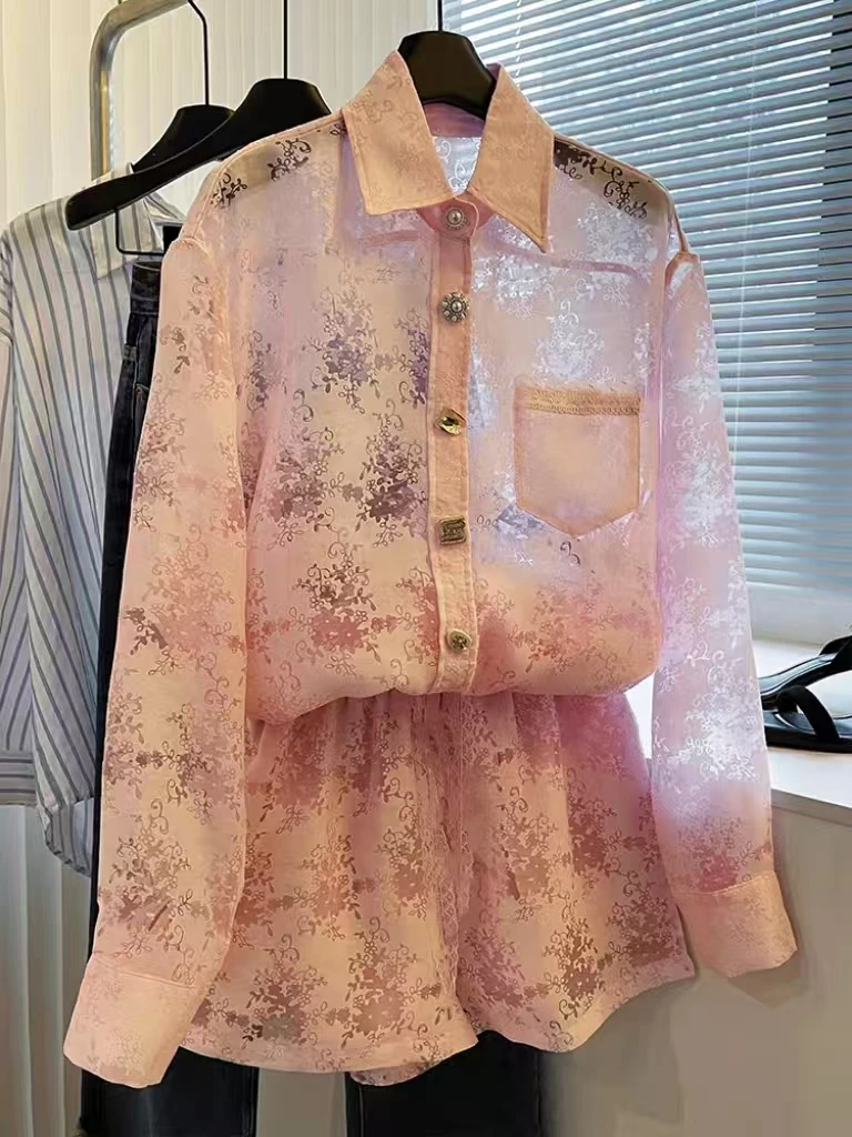 Two Piece Sunscreen Set Spring Summer Women Blouses Shirts Cardigans Top + Shorts Pink Set
Two Piece Sunscreen Set Spring Summer Women Blouses Shirts Cardigans Top + Shorts Pink Set