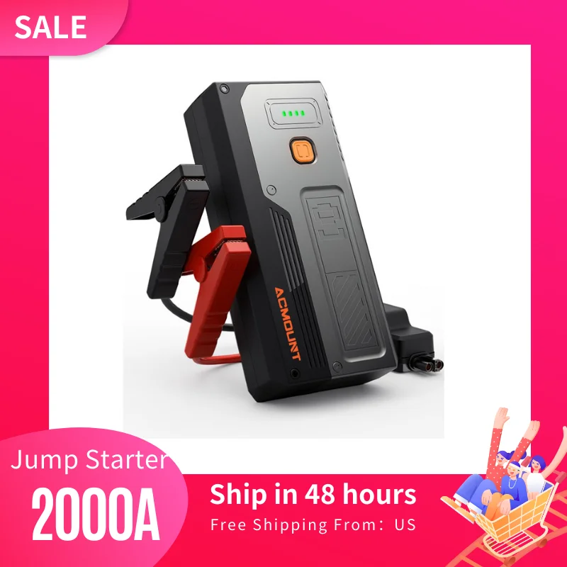 ACMOUNT 2000A Car Jump Starter, 12V Portable Car Battery Jump Starter for Up to 8L Gas & 6.5L Diesel Engines
ACMOUNT 2000A Car Jump Starter, 12V Portable Car Battery Jump Starter for Up to 8L Gas & 6.5L Diesel Engines