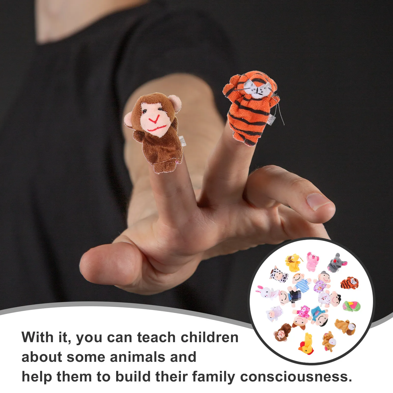 Набор из 18 мягких пальчиковых кукол: 12 животных и 6 семейных ролей, натуральный тканевый материал, для детских историй и развивающих игр
Набор из 18 мягких пальчиковых кукол: 12 животных и 6 семейных ролей, натуральный тканевый материал, для детских историй и развивающих игр