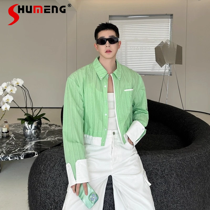 Men's 2025 Summer New Thin Contrast Color Lapel Long Sleeve Striped Chic Shirts Men's Fashion Trendy Jackets Male Handsome Tops
Men's 2025 Summer New Thin Contrast Color Lapel Long Sleeve Striped Chic Shirts Men's Fashion Trendy Jackets Male Handsome Tops