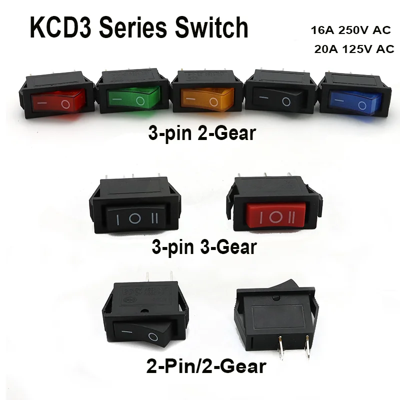 2Pcs KCD3 Rocker Switch ON-OFF/ON-OFF-ON 3Pin Electrical equipment With Light Power Switch 16A 250VAC/ 20A 125VAC 35mmX31mmX14mm
2Pcs KCD3 Rocker Switch ON-OFF/ON-OFF-ON 3Pin Electrical equipment With Light Power Switch 16A 250VAC/ 20A 125VAC 35mmX31mmX14mm