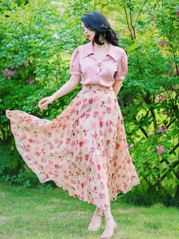 Винтажная летняя юбка миди из шелкового шифона с принтом роз, с завышенной талией, А-силуэт, из полиэфирного волокна, коллекция Лето 2023
Винтажная летняя юбка миди из шелкового шифона с принтом роз, с завышенной талией, А-силуэт, из полиэфирного волокна, коллекция Лето 2023