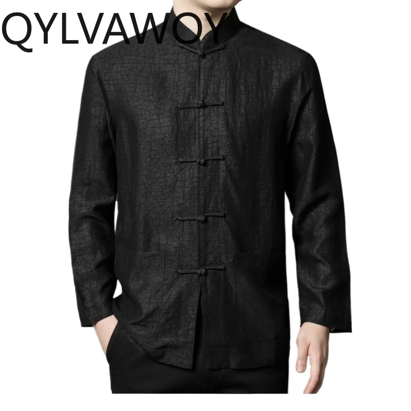 QYLVAWOY 100%Real Mulberry Silk Shirt Man Clothing Spring Autumn Top Long Sleeves Men's Shirts Xiangyunsha Chinese Shirt for Man
QYLVAWOY 100%Real Mulberry Silk Shirt Man Clothing Spring Autumn Top Long Sleeves Men's Shirts Xiangyunsha Chinese Shirt for Man