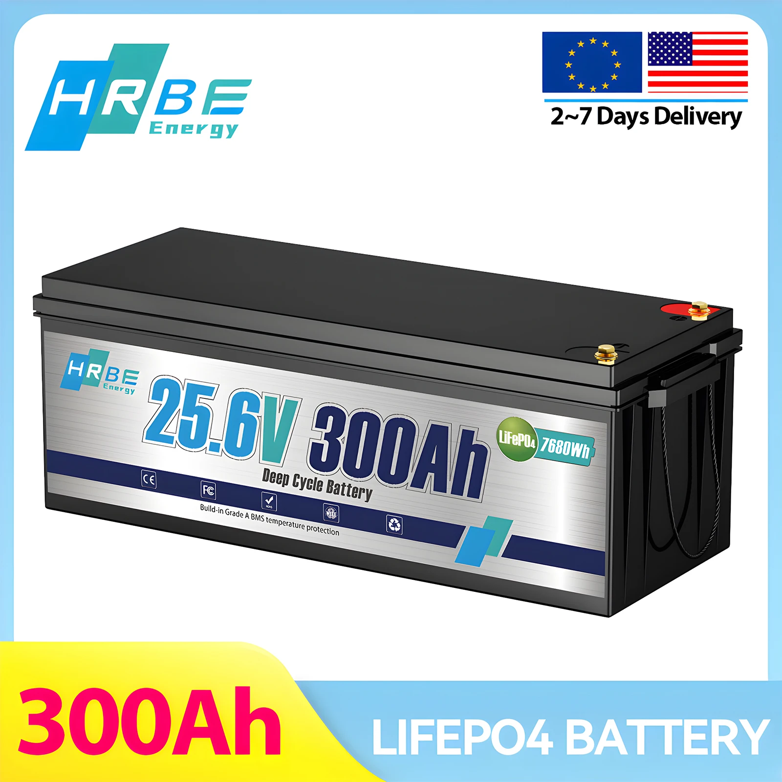 HRBEEnergy 24V 300Ah Lithium LiFePO4 Battery,200A BMS 7680W Lithium Iron Phosphate Battery for Solar Energy Storage,Backup Power
HRBEEnergy 24V 300Ah Lithium LiFePO4 Battery,200A BMS 7680W Lithium Iron Phosphate Battery for Solar Energy Storage,Backup Power