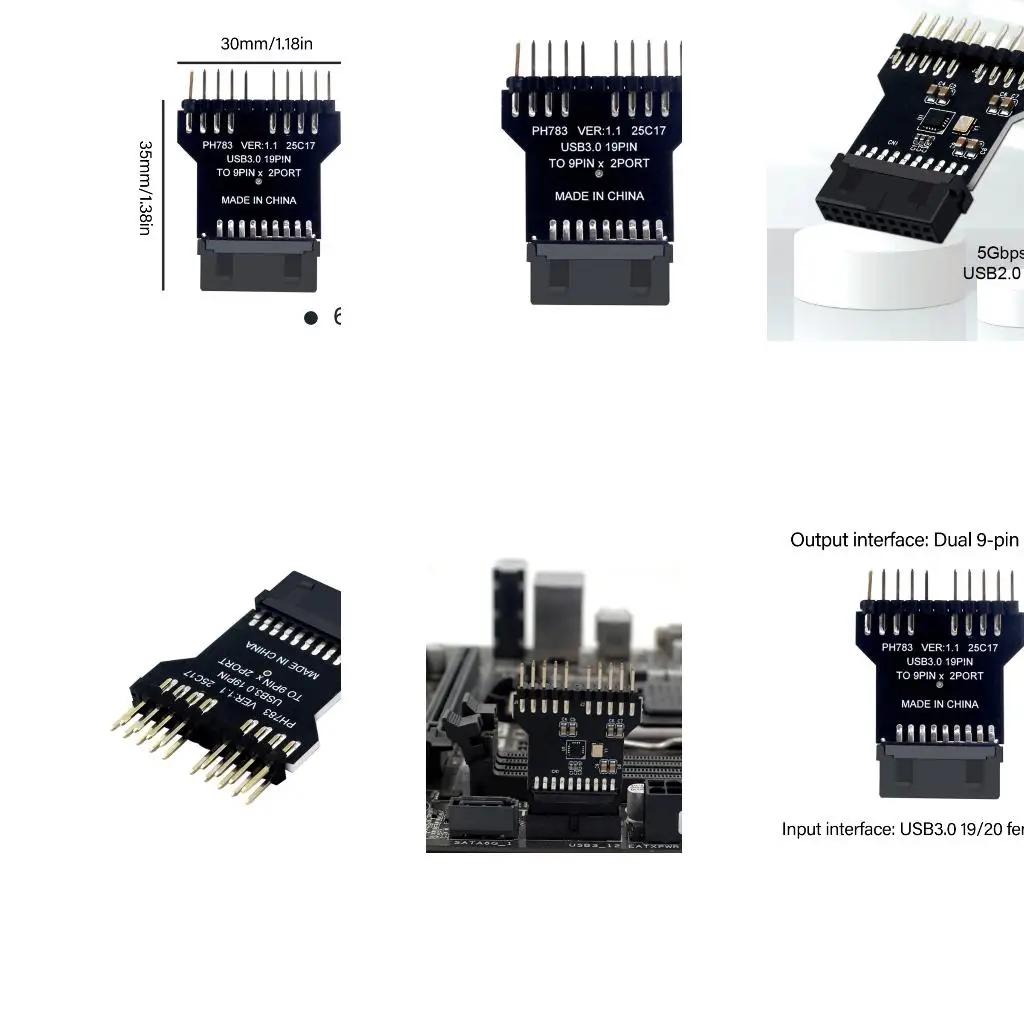 Double 9Pin USB2 Adapter From 19Pin Header Supports Color Lighting Fan Speed A4WF
Double 9Pin USB2 Adapter From 19Pin Header Supports Color Lighting Fan Speed A4WF