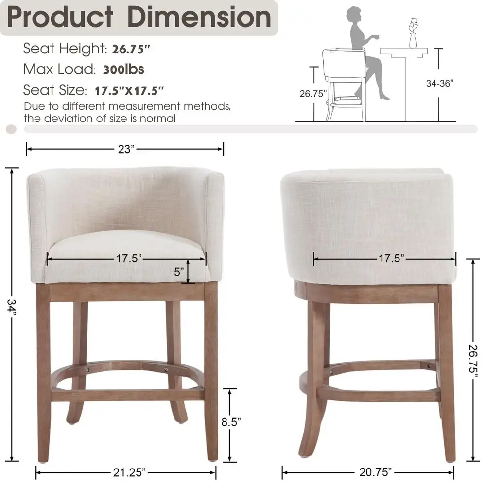 26 Modern Counter Height Barrel Bar Stools for Kitchen Island Set of 2, Farmhouse holstered Fabric Bar Stool Chairs, Natural
26 Modern Counter Height Barrel Bar Stools for Kitchen Island Set of 2, Farmhouse holstered Fabric Bar Stool Chairs, Natural