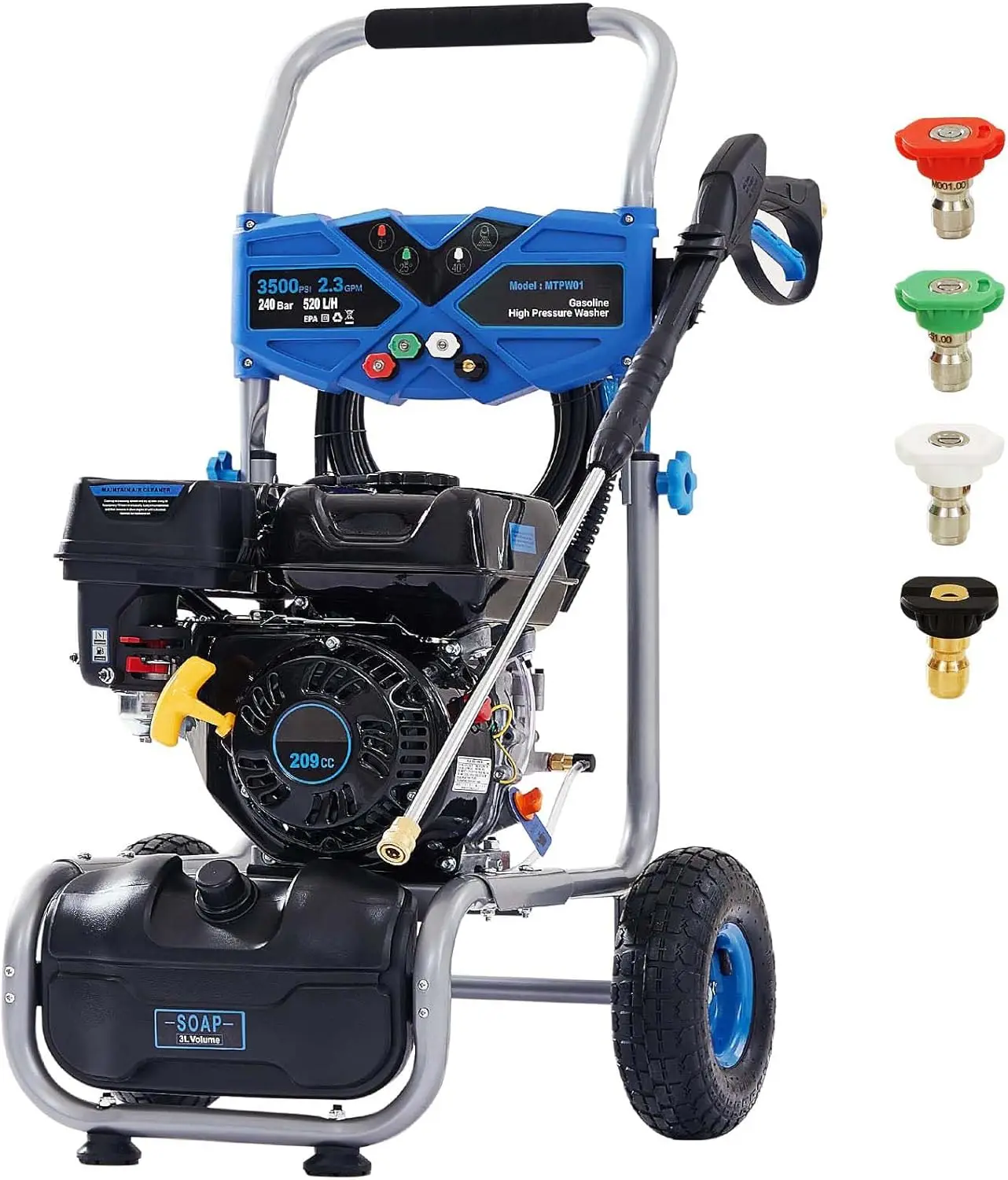 Powered Pressure Washer 3500 PSI - 2.3 GPM Heavy Duty High Power Washer,209CC 7HP Engine with 25Ft Pressure Hose, Axial Aluminu
Powered Pressure Washer 3500 PSI - 2.3 GPM Heavy Duty High Power Washer,209CC 7HP Engine with 25Ft Pressure Hose, Axial Aluminu