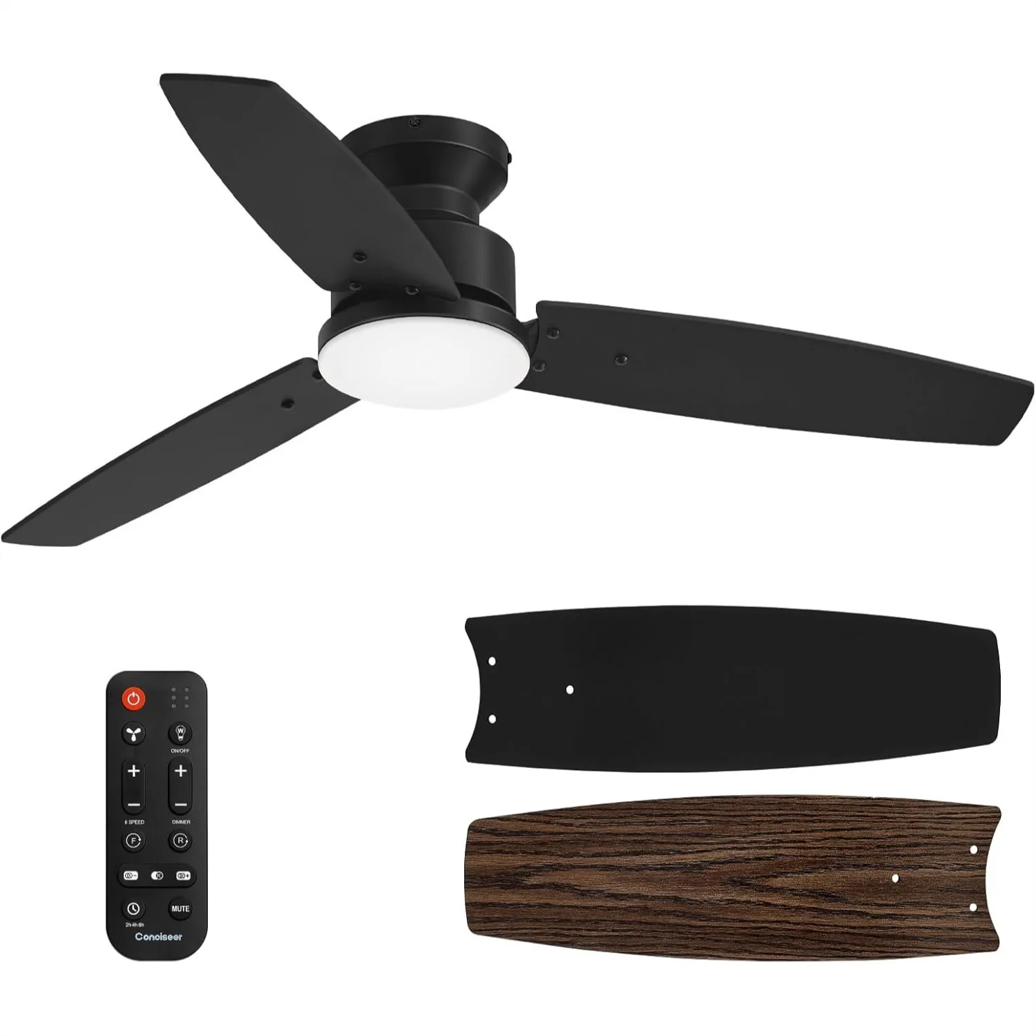 42 Inch Ceiling Fan with Lights and Remote for Bedroom Office, Flush Mount, 18W 6CCT Dimmable, Dual Color 3 Blades 6 Speed
42 Inch Ceiling Fan with Lights and Remote for Bedroom Office, Flush Mount, 18W 6CCT Dimmable, Dual Color 3 Blades 6 Speed