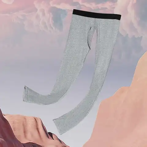 Pantalones térmicos con entrepierna abierta, mallas finas para hombre, pantalones térmicos para mediana edad y personas mayores, pantalones interiores ajustados para otoño e invierno