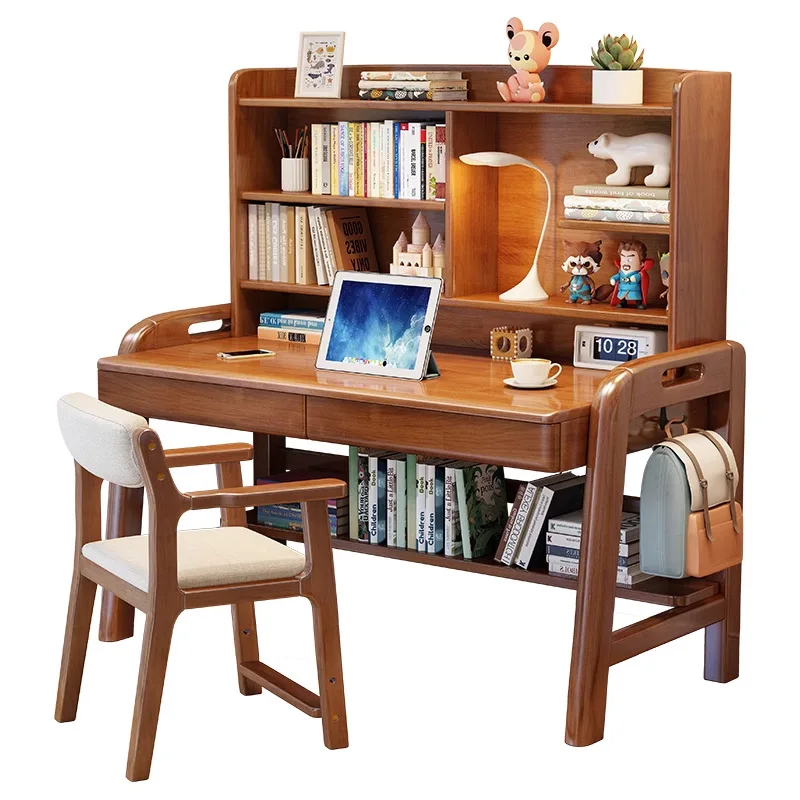 Solid wood desk bookshelf integrated children's study table primary school students writing homework table chairs household
Solid wood desk bookshelf integrated children's study table primary school students writing homework table chairs household