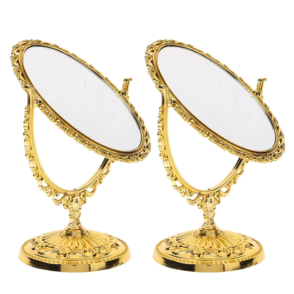 2Pcs Vintage Oval Swivel Mirror European Design Double Sided Tabletop Vanity Mirror for Makeup and Hair Styling Use
2Pcs Vintage Oval Swivel Mirror European Design Double Sided Tabletop Vanity Mirror for Makeup and Hair Styling Use