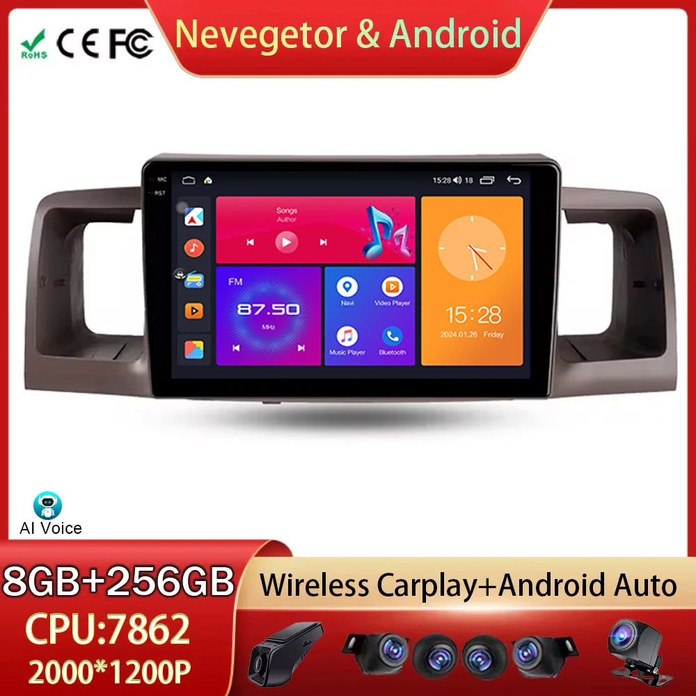 Автомобильный радиоприемник Android авто для Toyota Corolla E130 E120 2000 - 2004 мультимедийный видеоплеер GPS-навигация 5G WIFI DSP No 2din DVD
Автомобильный радиоприемник Android авто для Toyota Corolla E130 E120 2000 - 2004 мультимедийный видеоплеер GPS-навигация 5G WIFI DSP No 2din DVD