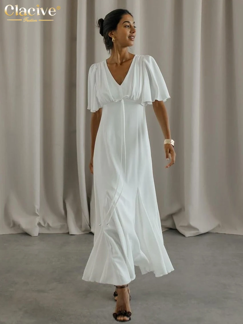 Clacive Summer Loose White Women Dress 2025 Fashion V-Neck Short Sleeve Ankle Length Dresses Elegant Classic Solid Female Dress
Clacive Summer Loose White Women Dress 2025 Fashion V-Neck Short Sleeve Ankle Length Dresses Elegant Classic Solid Female Dress