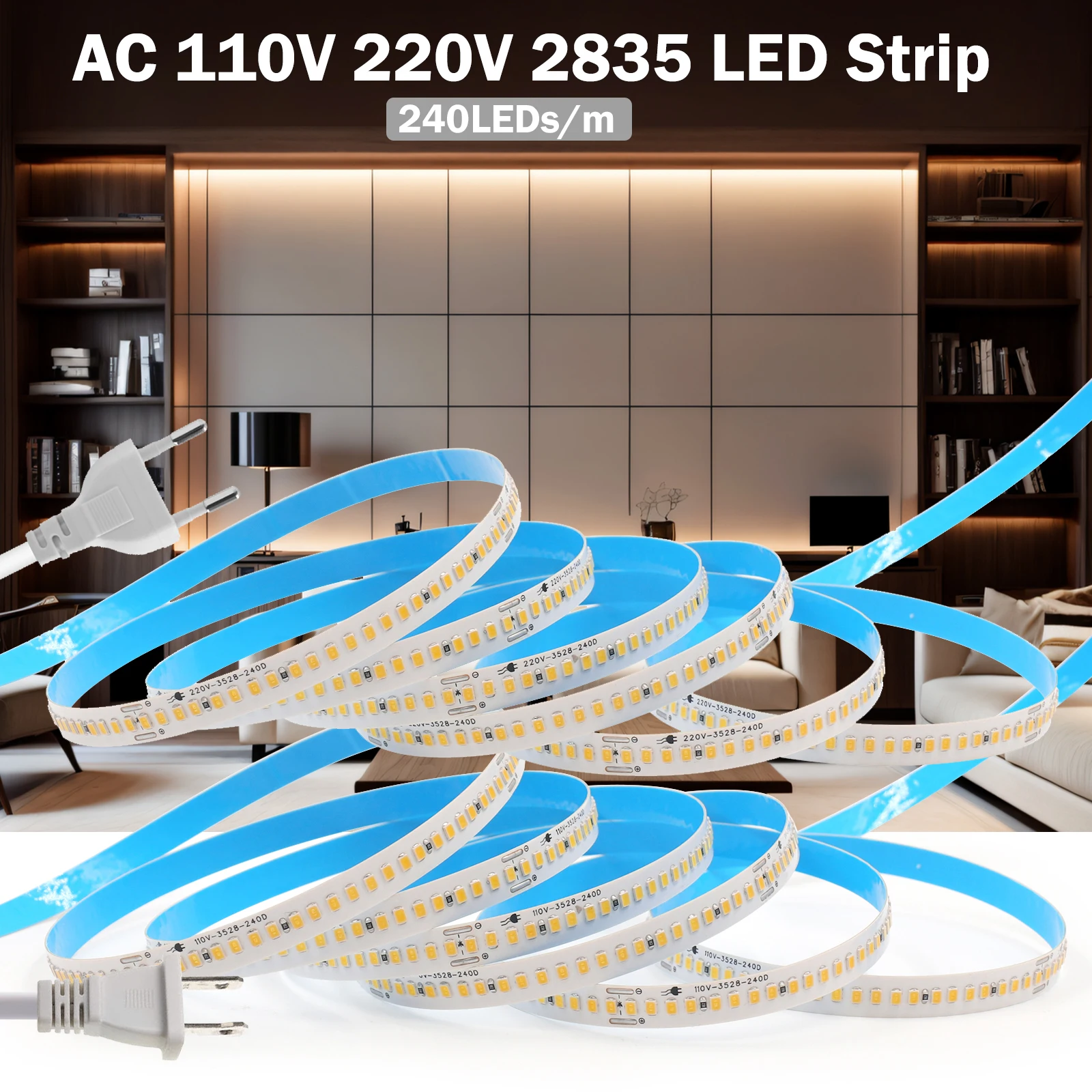 AC 110V 220V IP44 Водонепроницаемая светодиодная лента SMD 2835 240LEDs/m 5M 10M 15M 20M Теплый натуральный белый гибкий ленточный светильник для домашнего декора
AC 110V 220V IP44 Водонепроницаемая светодиодная лента SMD 2835 240LEDs/m 5M 10M 15M 20M Теплый натуральный белый гибкий ленточный светильник для домашнего декора
