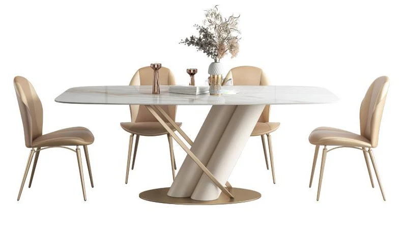 Simple Dining Room Set White Design Cylindrical Base Furniture Rock Plate Rectangle Table For Large Apartment Tables
Simple Dining Room Set White Design Cylindrical Base Furniture Rock Plate Rectangle Table For Large Apartment Tables