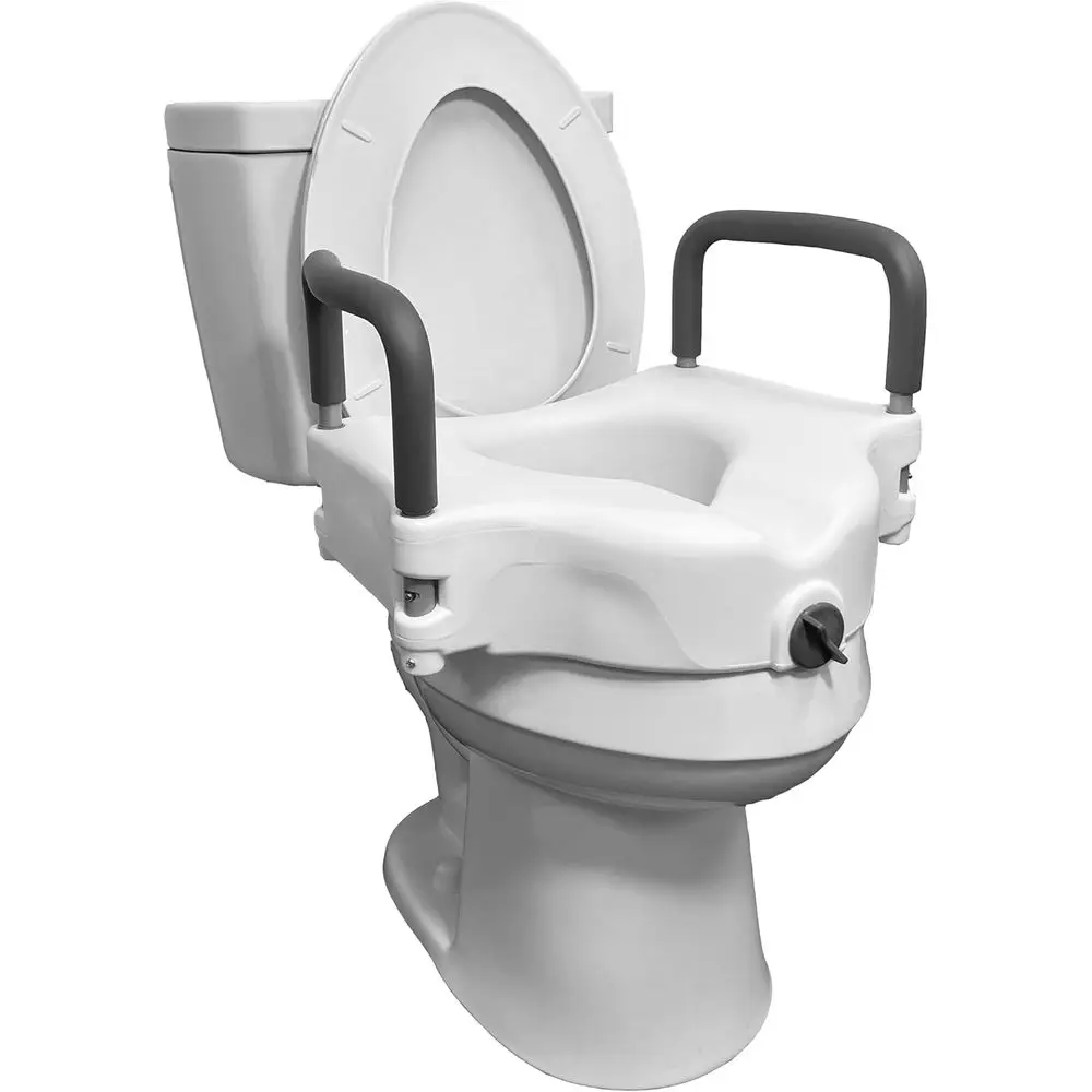 Elevated Toilet Seat with Handles, 4.5 Riser, Suitable for Elongated and Round Toilets, White
Elevated Toilet Seat with Handles, 4.5 Riser, Suitable for Elongated and Round Toilets, White