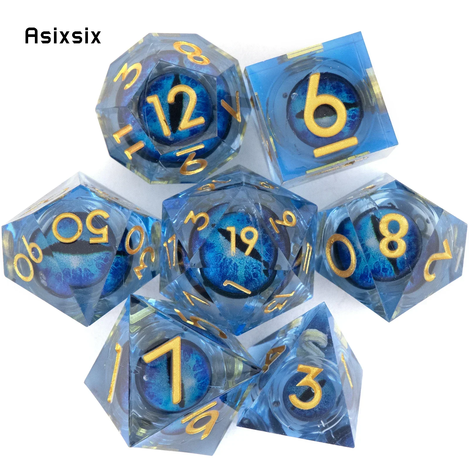 7 Pcs Blue Eyeball Golden Number Sharp Edge Resin Dice Polyhedral Dice Suitable For Role-Playing Dice PropBoard Game
7 Pcs Blue Eyeball Golden Number Sharp Edge Resin Dice Polyhedral Dice Suitable For Role-Playing Dice PropBoard Game