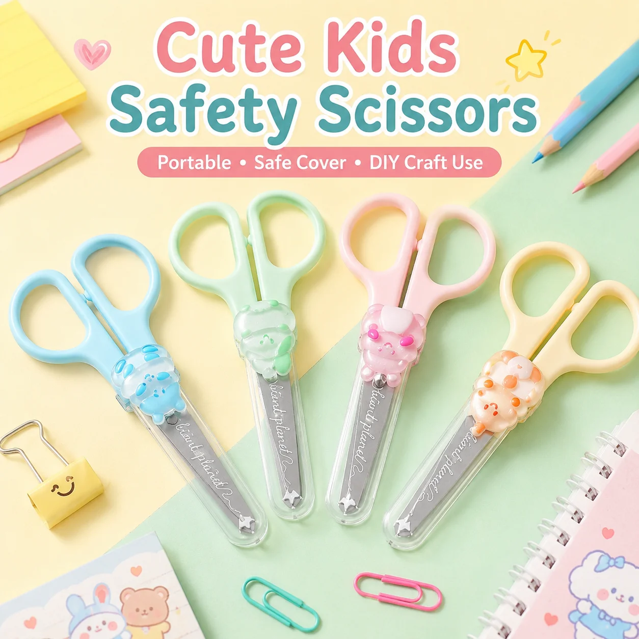 Cute Kids Safety Scissors with Protective Cover Cartoon Student DIY Craft Paper Cutting Scissors Portable School Supplies
Cute Kids Safety Scissors with Protective Cover Cartoon Student DIY Craft Paper Cutting Scissors Portable School Supplies