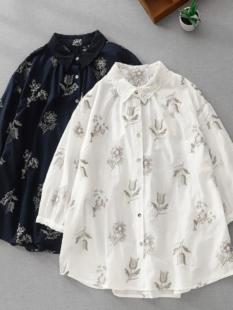 Artistic Large Size Embroidered Flower Cotton irt Women Summer Agel Loose Casual Lace Collar Beautiful Blouse
Artistic Large Size Embroidered Flower Cotton irt Women Summer Agel Loose Casual Lace Collar Beautiful Blouse