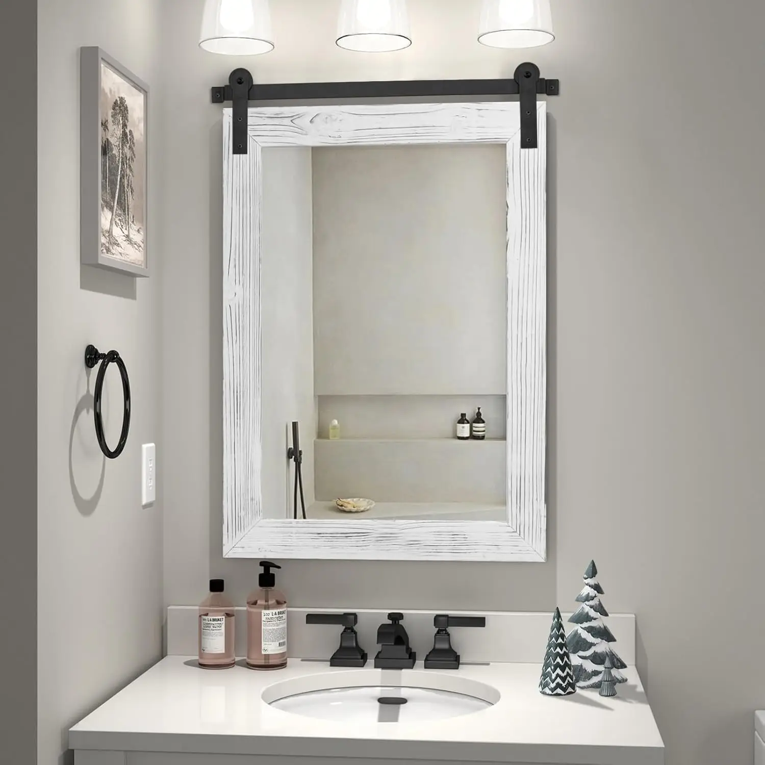 Rustic Wood Framed Wall Mirror for Bathroom, Entryway, Living Room Decor - White, 30x21 Inches
Rustic Wood Framed Wall Mirror for Bathroom, Entryway, Living Room Decor - White, 30x21 Inches