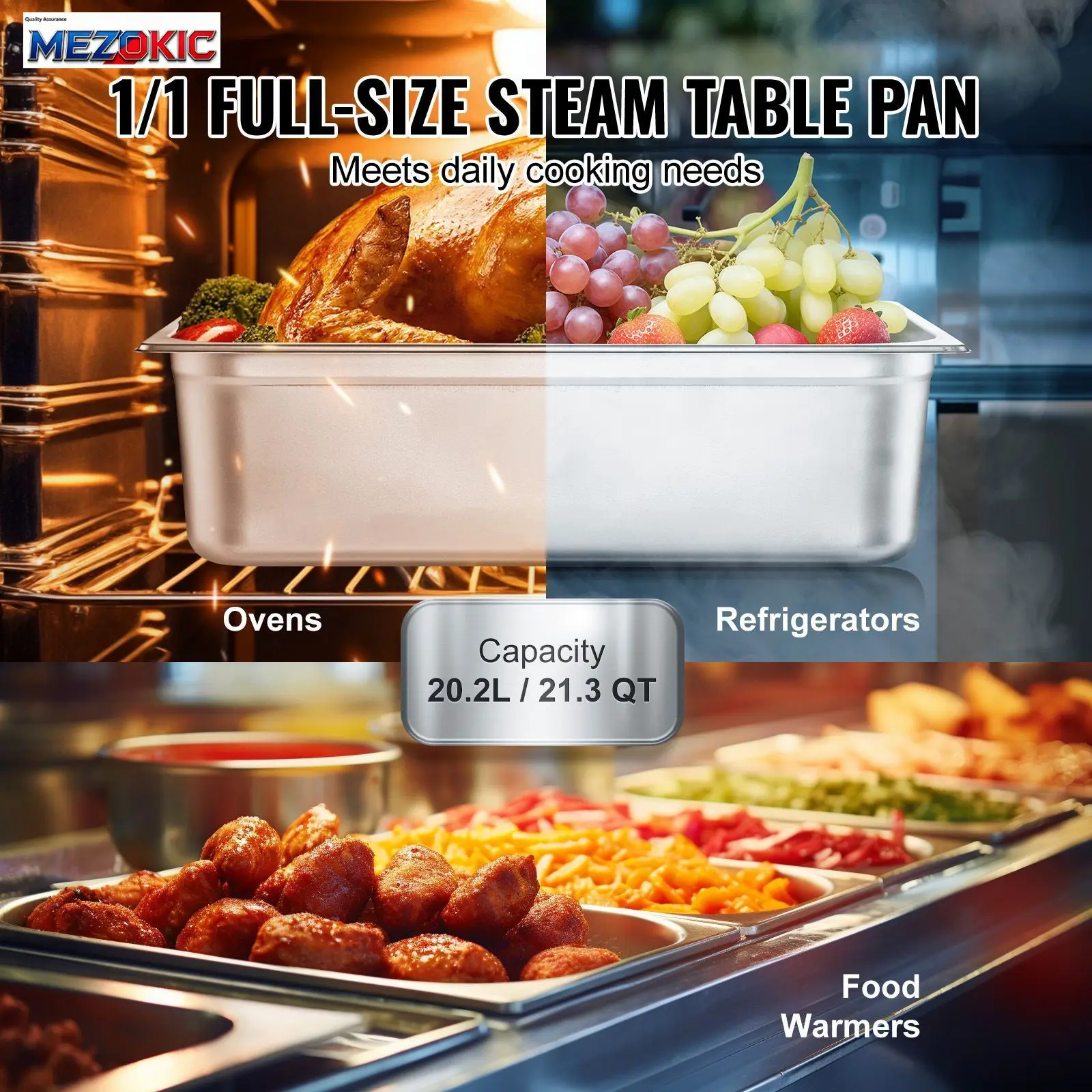 6 Pack Hotel Pans, Full Size Anti-Jam Steam Pan, 0.8mm Thick Stainless Steel Restaurant Steam Table Pan, 6-Inch Deep Commercial Table Pan, Catering Storage Food Pan, for Industrial & Scientific
6 Pack Hotel Pans, Full Size Anti-Jam Steam Pan, 0.8mm Thick Stainless Steel Restaurant Steam Table Pan, 6-Inch Deep Commercial Table Pan, Catering Storage Food Pan, for Industrial & Scientific
