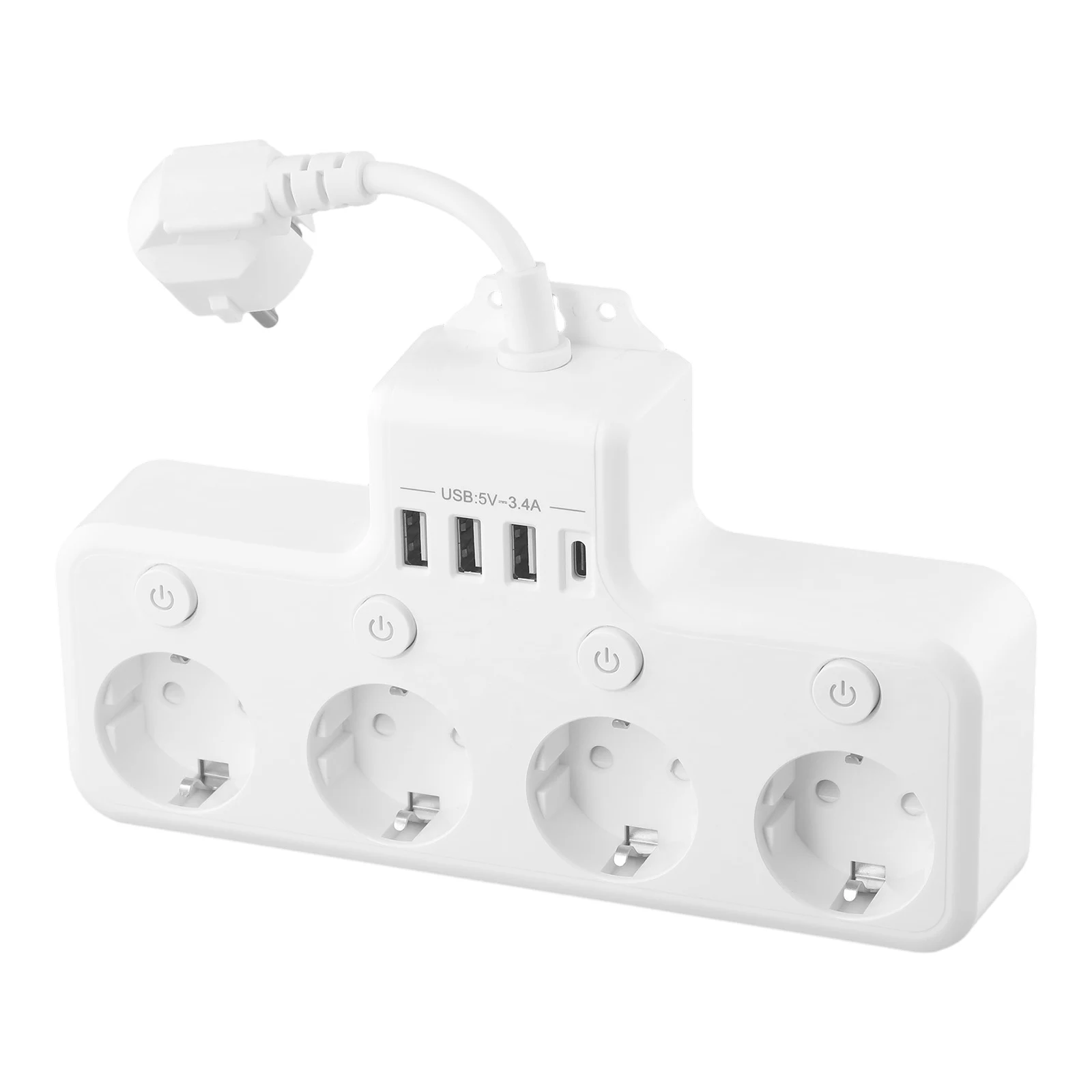 Innovative Design 4 Way Power Strip with Individually Switchable EU Sockets USB Ports and Space Saving Features
Innovative Design 4 Way Power Strip with Individually Switchable EU Sockets USB Ports and Space Saving Features